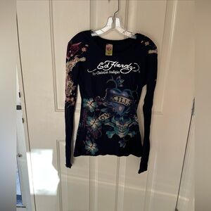 vintage new without tags - y2k ed hardy long sleeve shirt RARE. size small
